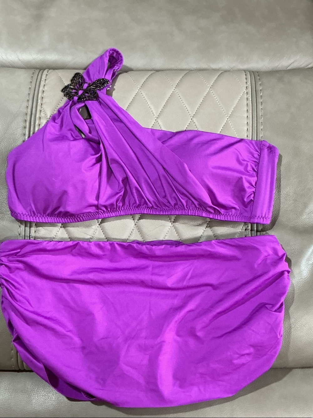 BECCA Purple One-Shoulder Bikini Set